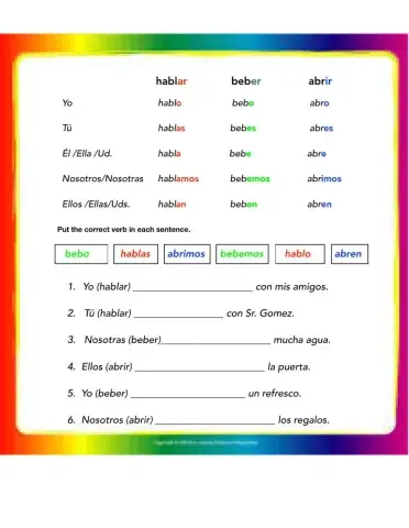 Verbos en el Presente Indicativo