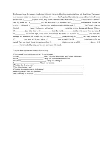 Past simple irregular verbs