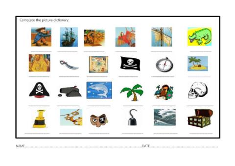 Pirate vocabulary picture dictionary
