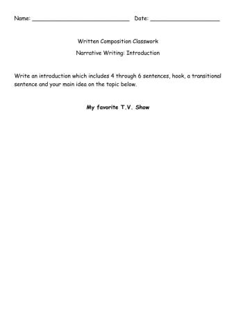 Narrative Writing Introduction