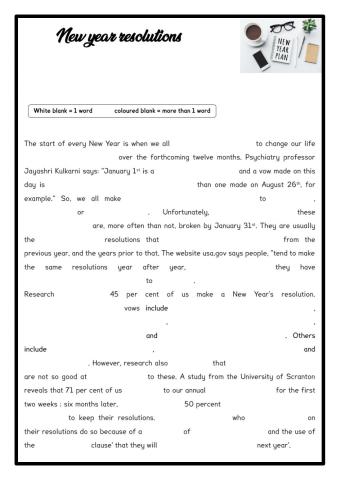 New Year resolutions