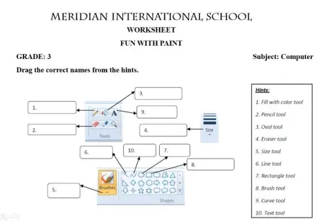 Worksheet for MS-Paint