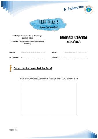 LKPD B. Ind Kelas 3 Tema 1 Sub Tema 2 Pembelajaran 5