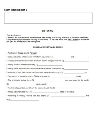 Y12 Exam listening 2020