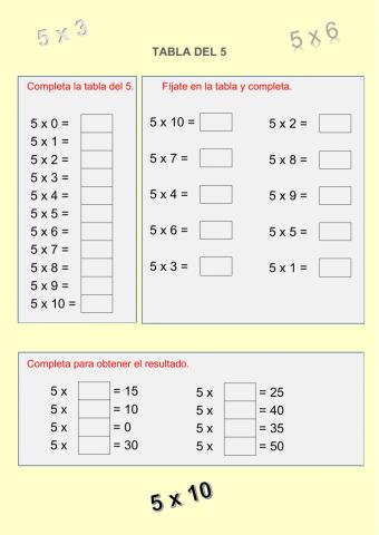 Tabla del 5