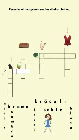 Resuelve el crucigrama con las sílabas dobles.
