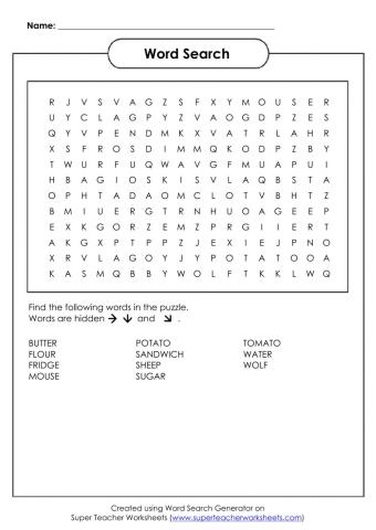 Wordsearch FH3 Lesson 16 + Sally's Story