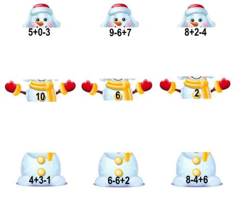 Вирази на дві дії. Зліпи сніговика