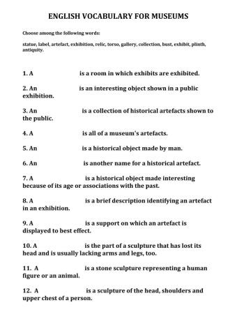Museum vocabulary
