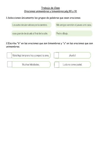 Oraciones bimembres-Español 3G