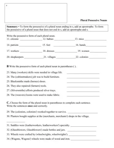 Plural possessive nouns
