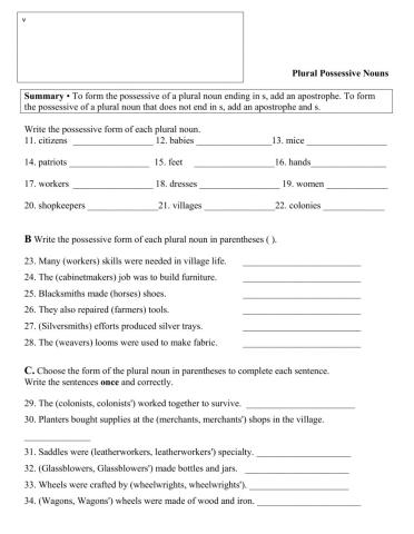 Plural possessive nouns