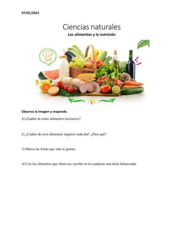 Los alimentos y la nutrición