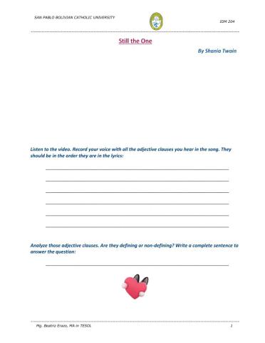 Song - Still the One by Shania Twain