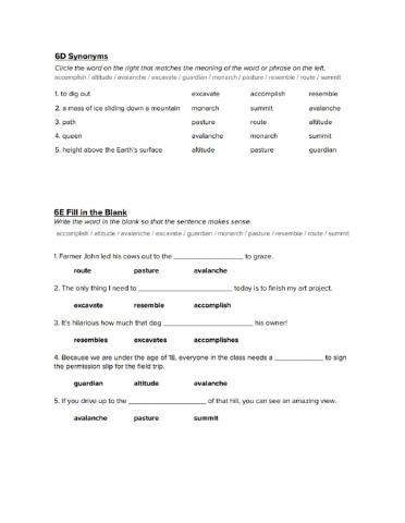 Golden Dragon Vocabulary Practice 1