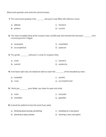 Golden Dragon Vocabulary Quiz