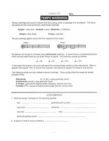 Tempo & Articulations Markings
