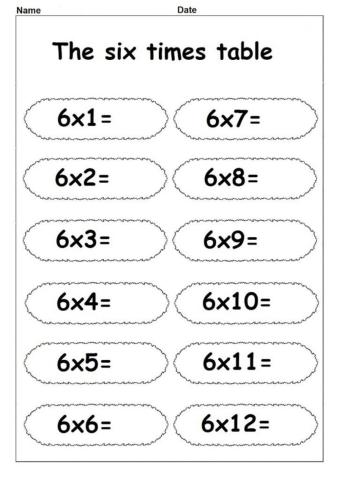 6 times table