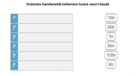 Luzera neurriak ordenatzen