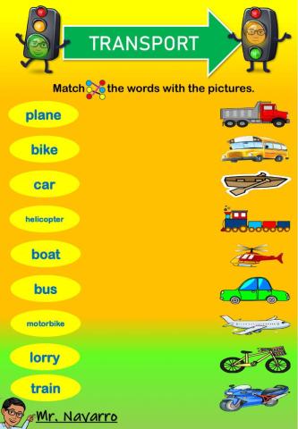 Transport (Match the words with the pictures)