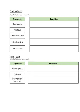 Plant and animal cell function