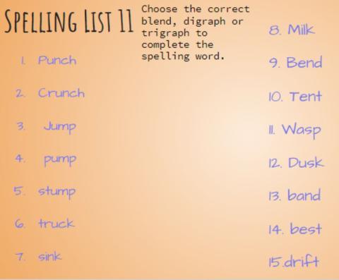 Spelling List 11
