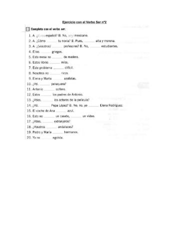Completar con verbo ser