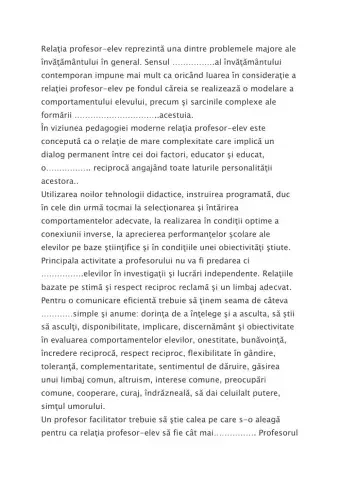 Relatia profesor elev