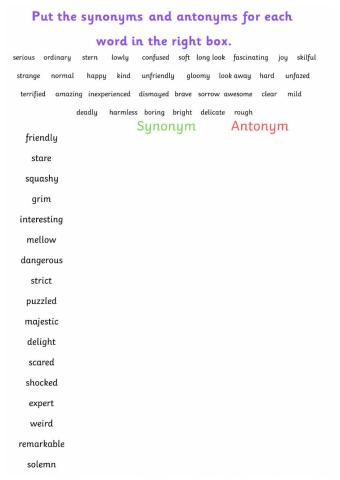 Synonyms-Antonyms