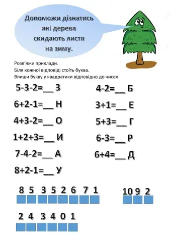 Вирази на дві дії. Впізнай дерево