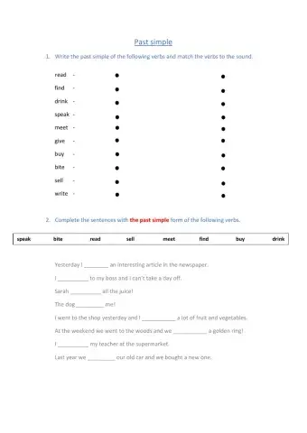 Past simple - irregular verbs