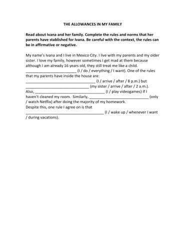 The allowances in my family