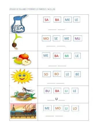 Ricostruisci le parole (m,l,s,b)