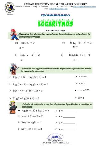 Ecuaciones logartimicas