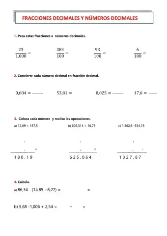 Fracciones decimales