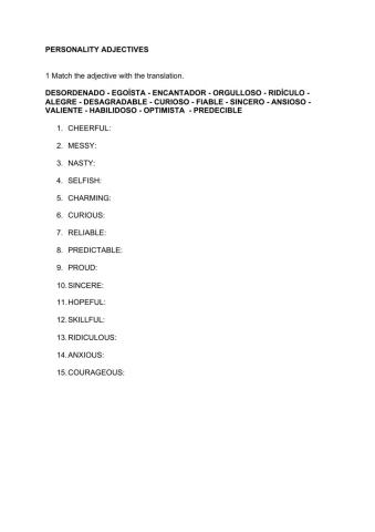 Personality Adjectives