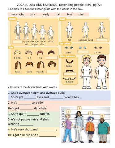 Describing people.EP1. (Ex.1-2, pg.72).