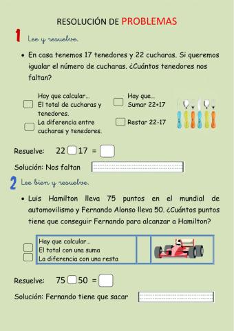 Resolución de problemas restas