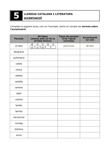 Accentuació - Fitxa 5