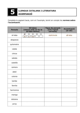 Accentuació - Fitxa 5