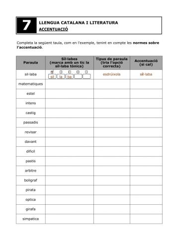 Accentuació - Fitxa 7