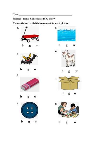 Initial Consonant B  G   W
