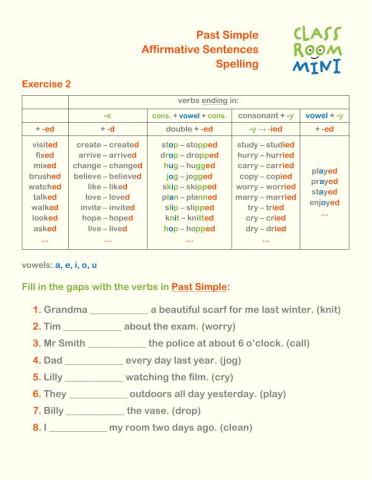 Past Simple Regular Verbs Spelling 2
