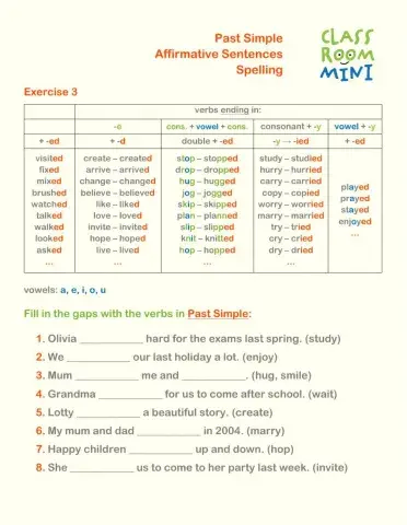 Past Simple Regular Verbs Spelling 3