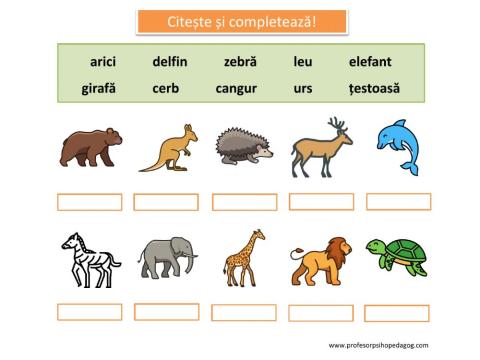 Citește și completează! (Animale sălbatice)
