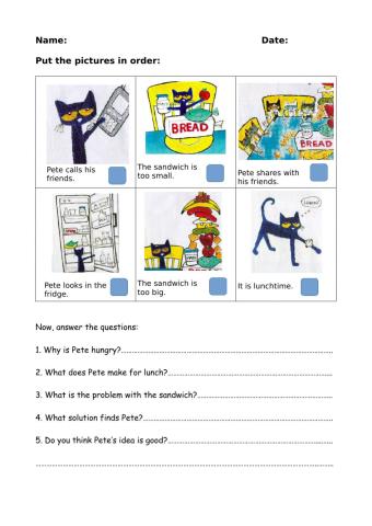 Order the events Pete's Big Lunch.