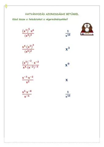 Hatványozás azonosságai összekötős