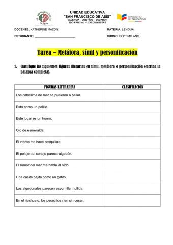 Metáfora, símil y personificación