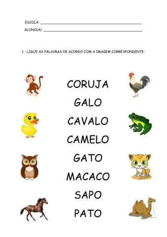 Atividade de ligar animais