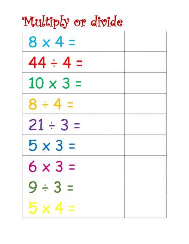 Multiply and divide by 3 and 4